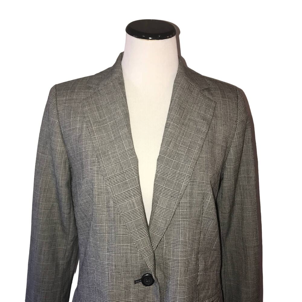 Pendleton Gray Virgin Wool Plaid Button Blazer - image 3